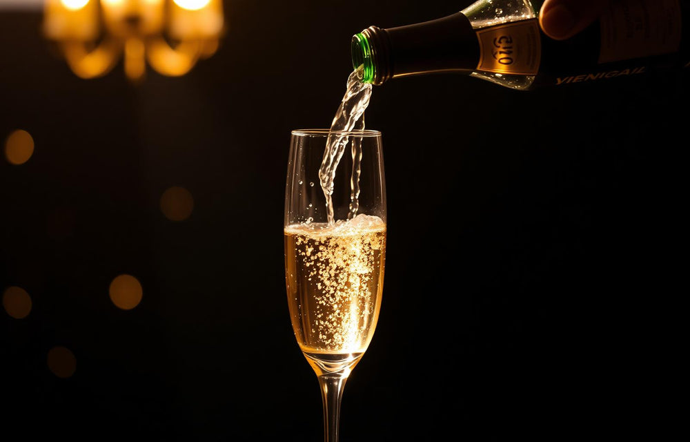 Composição editorial com vinho e luz dourada